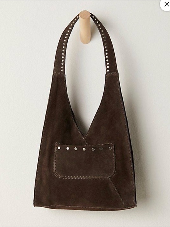 Free People Handbags - Free People Knox Studded Suede Dark Brown Shoulder Bag NWT $78